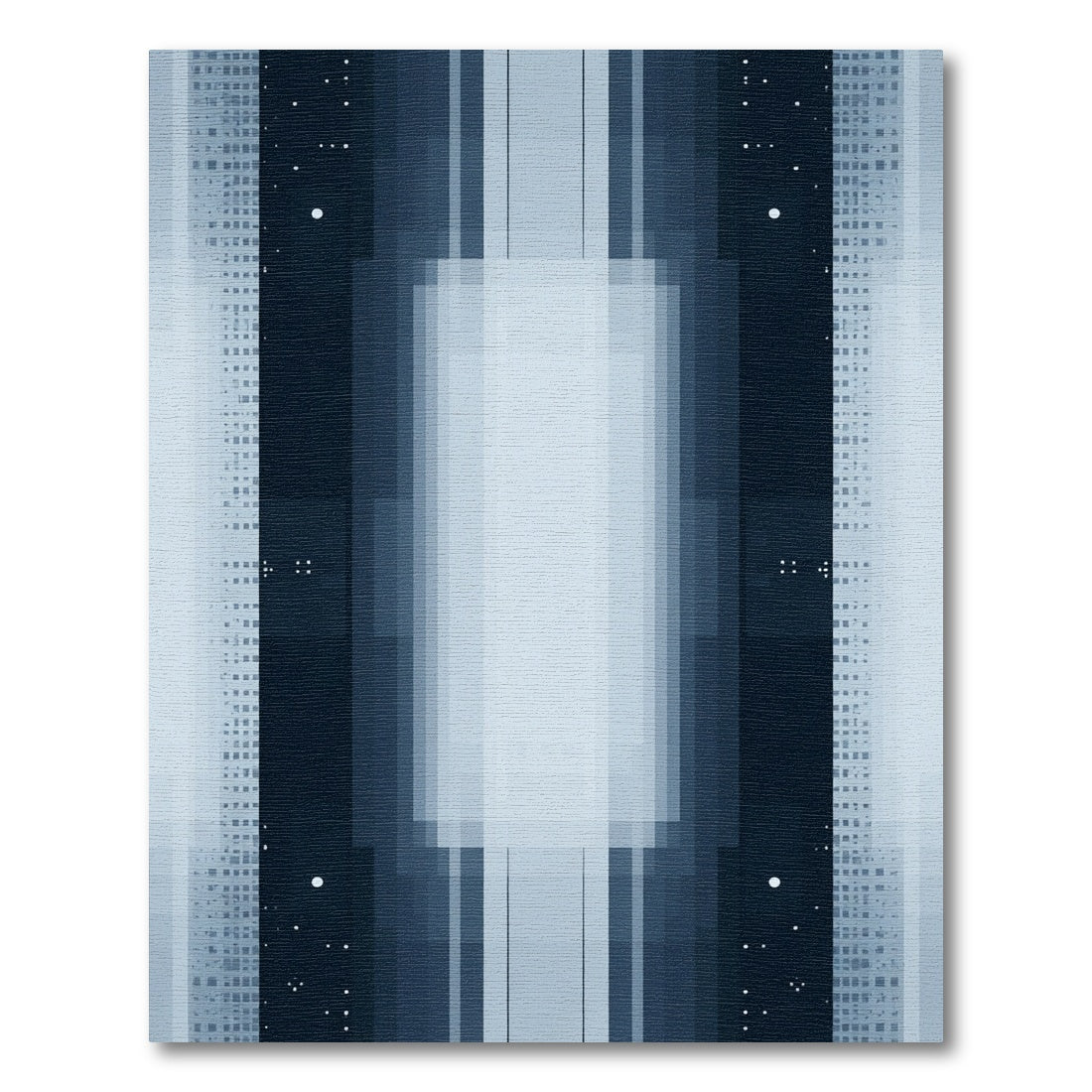 Midnight Blue Geometric Pixelated Columns Rug