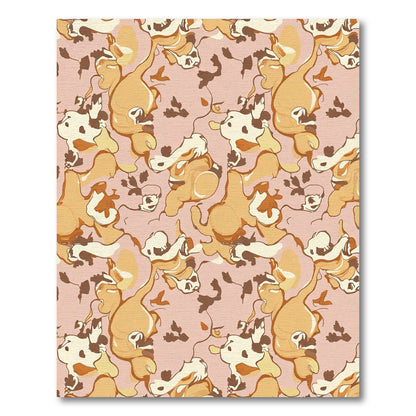 Whimsical Fawn Cream Abstract Swirl Rug