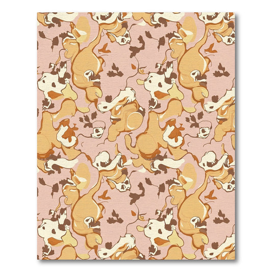 Whimsical Fawn Cream Abstract Swirl Rug