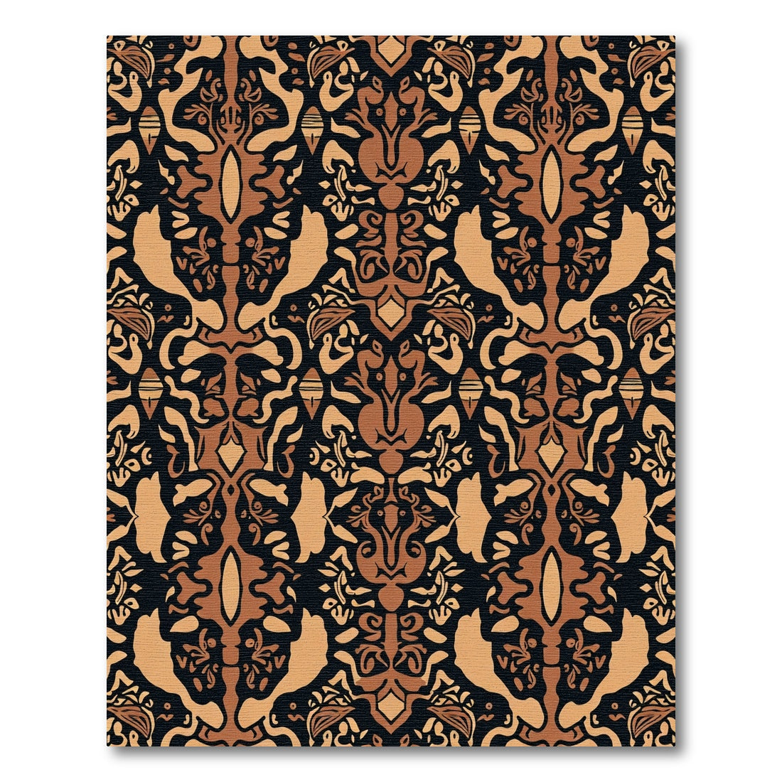 Brown Ochre Abstract Animal Medallions Rug
