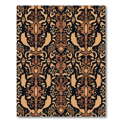 Brown Ochre Abstract Animal Medallions Rug