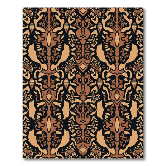 Brown Ochre Abstract Animal Medallions Rug