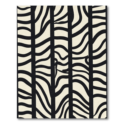 Cream Black Abstract Zebra Stripes Rug