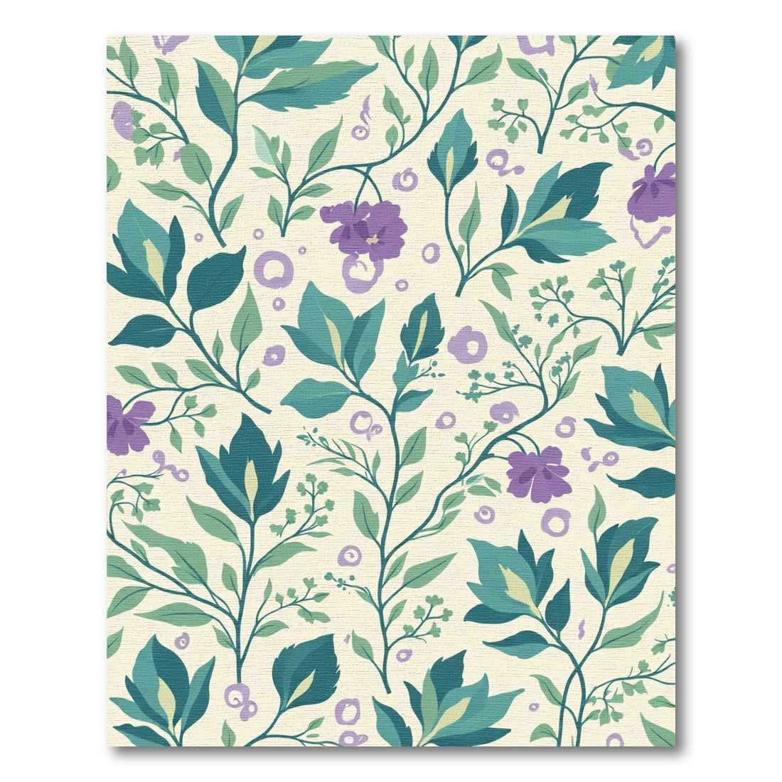 Teal Purple Botanical Vine Serenity Rug