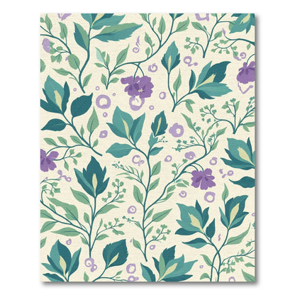 Teal Purple Botanical Vine Serenity Rug