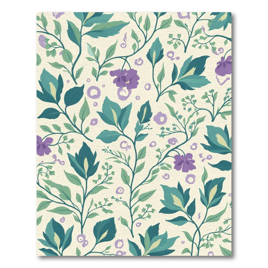 Teal Purple Botanical Vine Serenity Rug