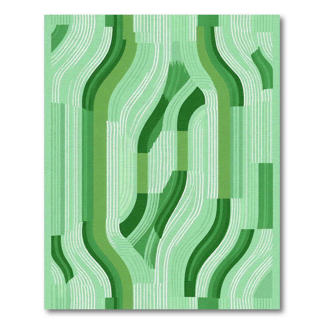 Emerald Green Abstract Flow Rug