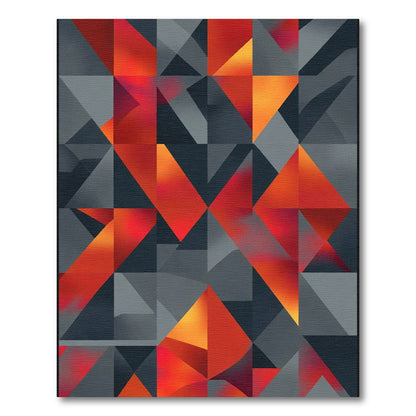 Dynamic Red Orange Geometric Gradation Rug