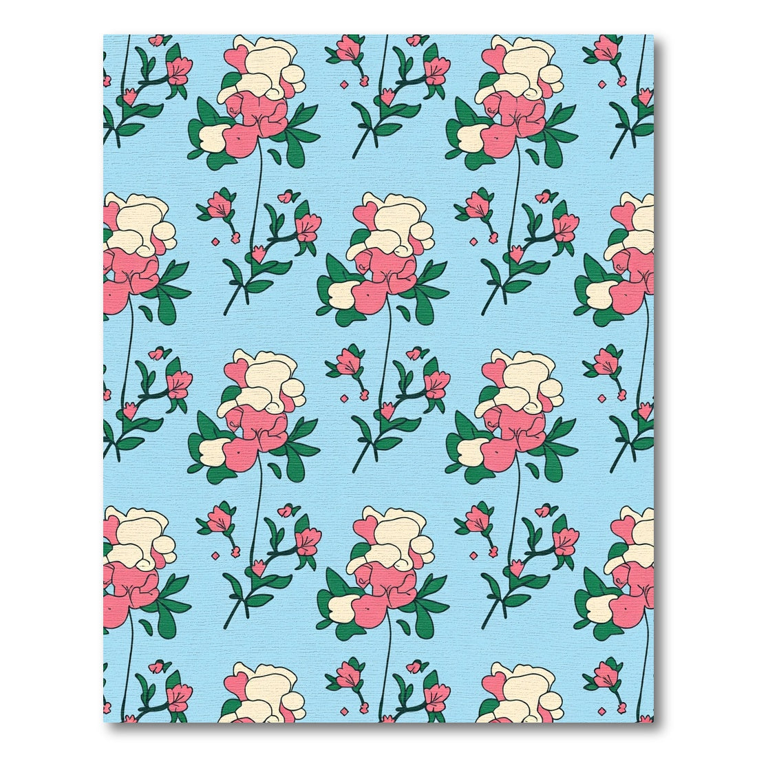 Pink Cream Floral Branch Pattern Rug