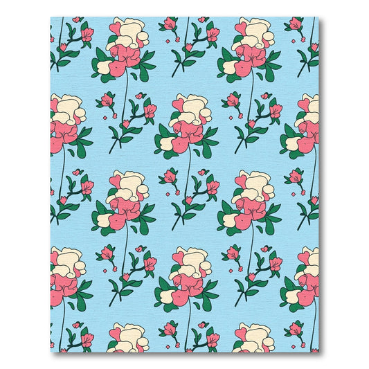 Pink Cream Floral Branch Pattern Rug