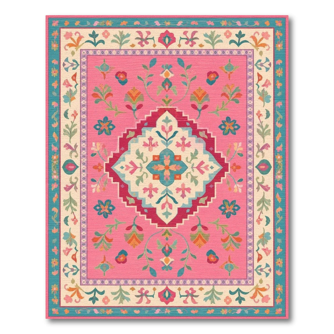 Pink Floral Vintage Area Rug