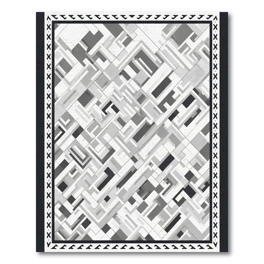 Monochromatic Abstract Geometric Maze Rug