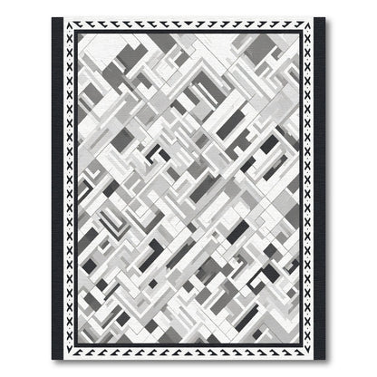 Monochromatic Abstract Geometric Maze Rug