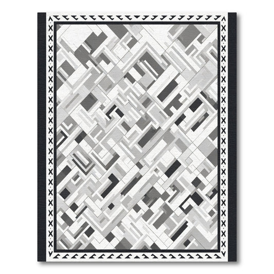 Monochromatic Abstract Geometric Maze Rug
