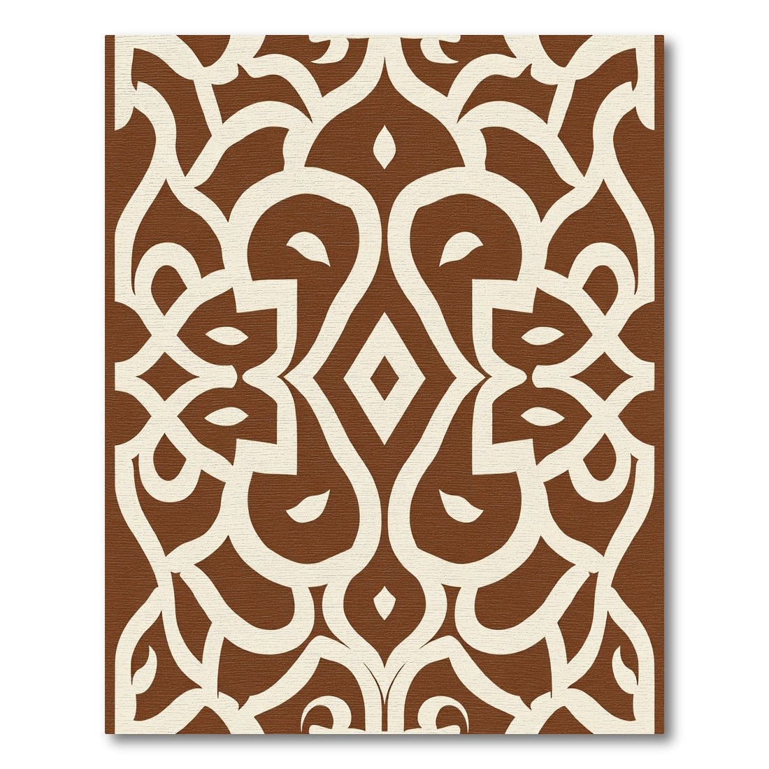 Rich Brown Ivory Lattice Ornament Rug