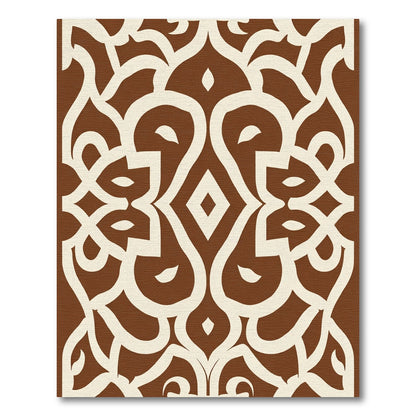 Rich Brown Ivory Lattice Ornament Rug