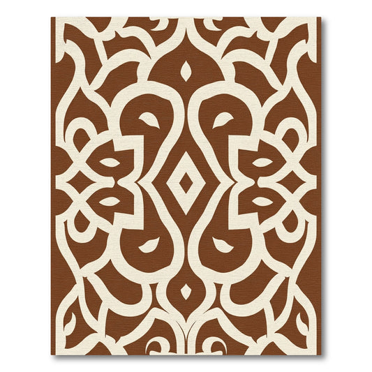 Rich Brown Ivory Lattice Ornament Rug