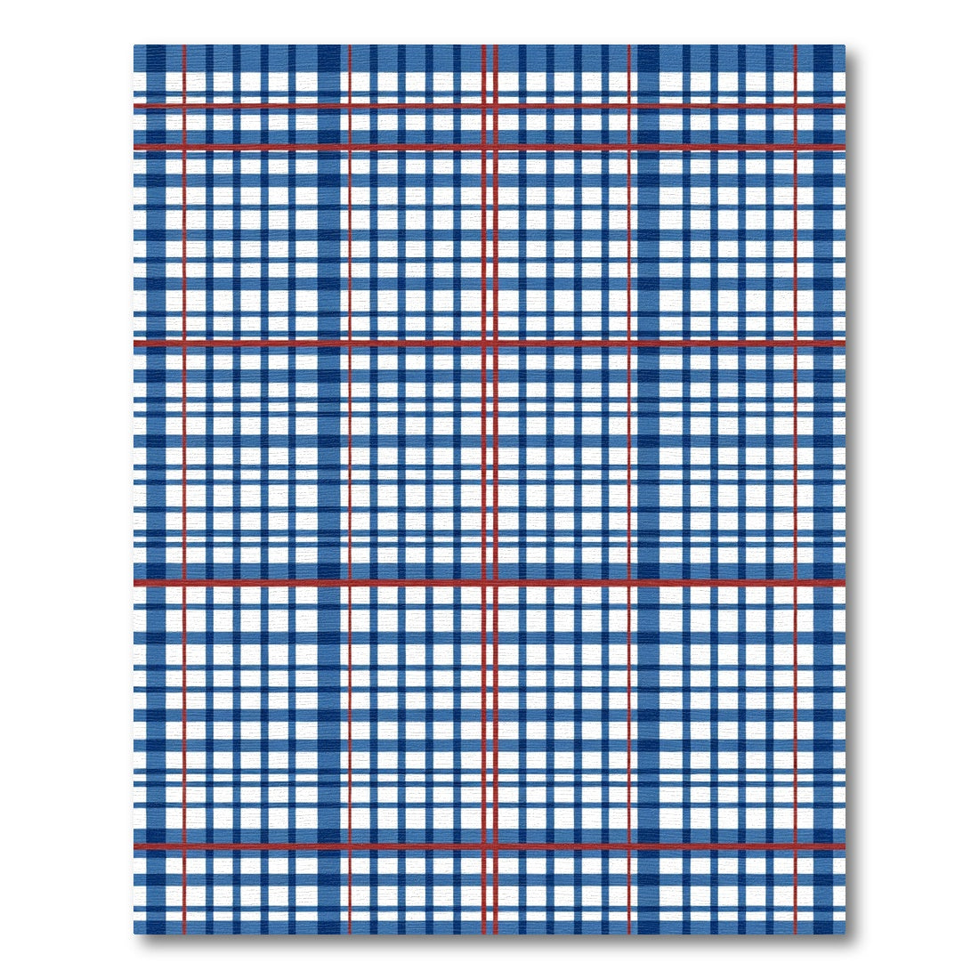 Classic Blue Red Plaid Check Rug