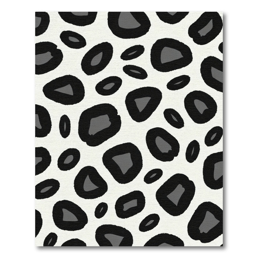 Black Gray Spotted Animal Print Rug