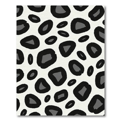 Black Gray Spotted Animal Print Rug