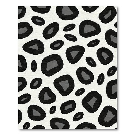 Black Gray Spotted Animal Print Rug