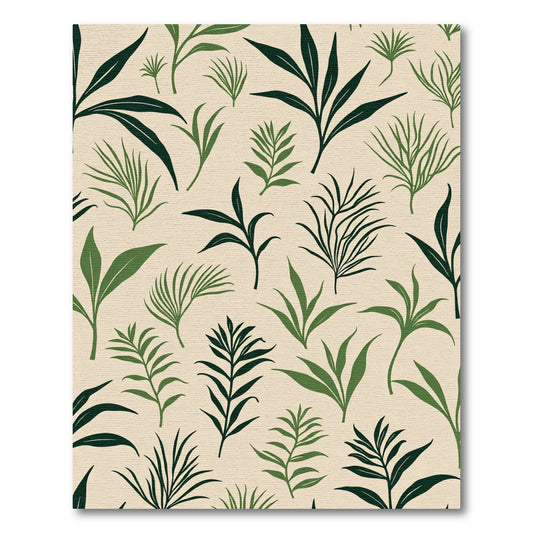 Earthy Green Tropical Leaf Arrangement Rug