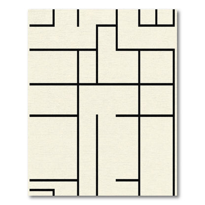 Modern Black White Geometric Bauhaus Rug