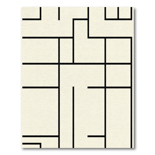 Modern Black White Geometric Bauhaus Rug