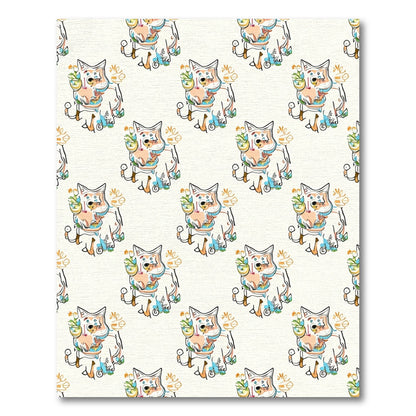 Whimsical Dog and Plant Repeating Design Rug
