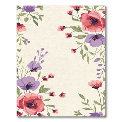 Crimson Pink Purple Floral Border Rug