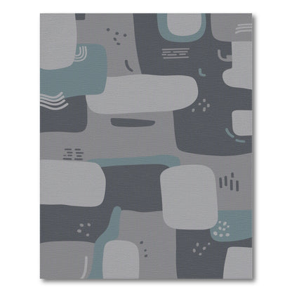 Grey Teal Abstract Area Rug