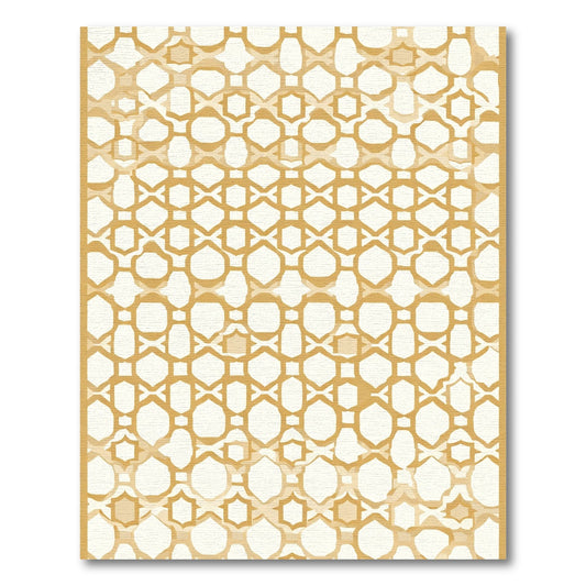 Golden Geometric Lattice Window Rug
