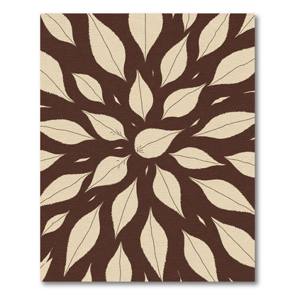 Cream Brown Leaf Mandala Rug