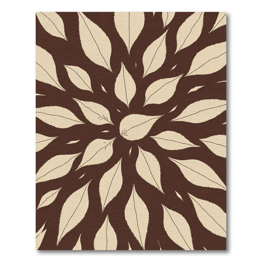 Cream Brown Leaf Mandala Rug