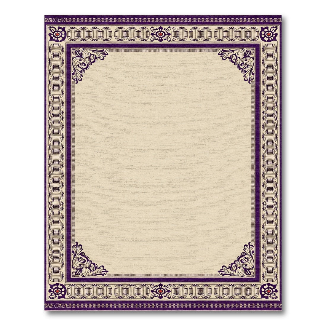 Deep Plum Ornate Floral Scroll Frame Rug