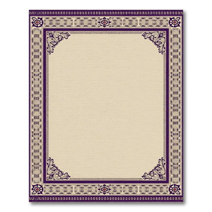 Deep Plum Ornate Floral Scroll Frame Rug
