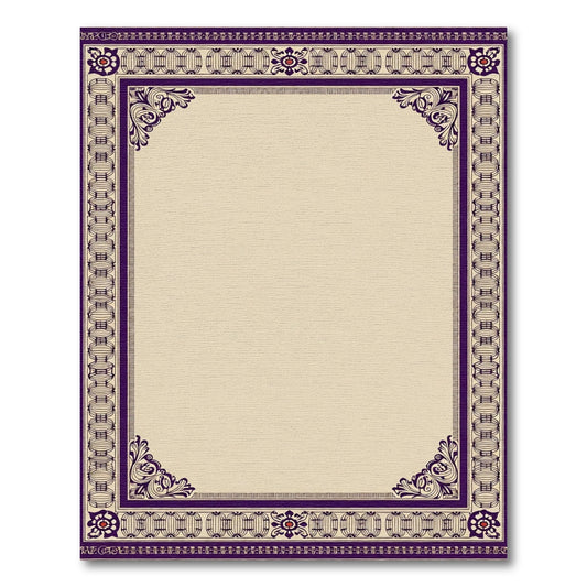 Deep Plum Ornate Floral Scroll Frame Rug