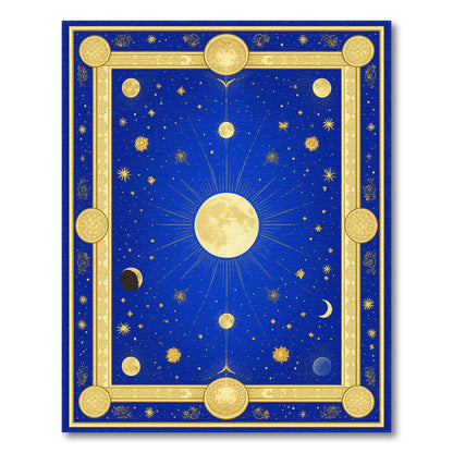 Celestial Moon Phase Blue Area Rug