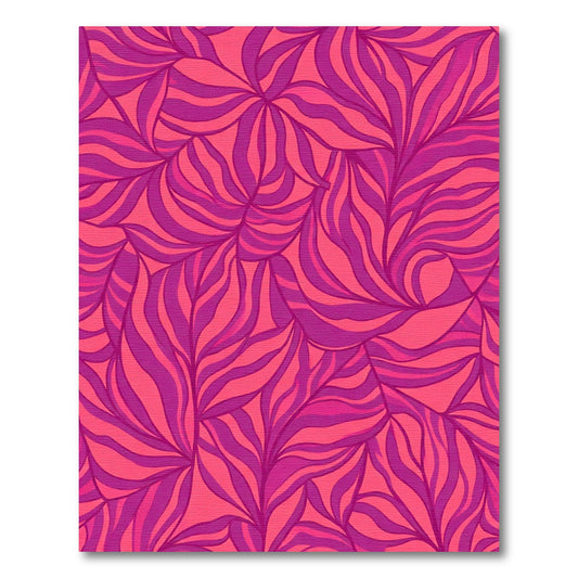 Vibrant Pink Orchid Leafy Swirl Rug