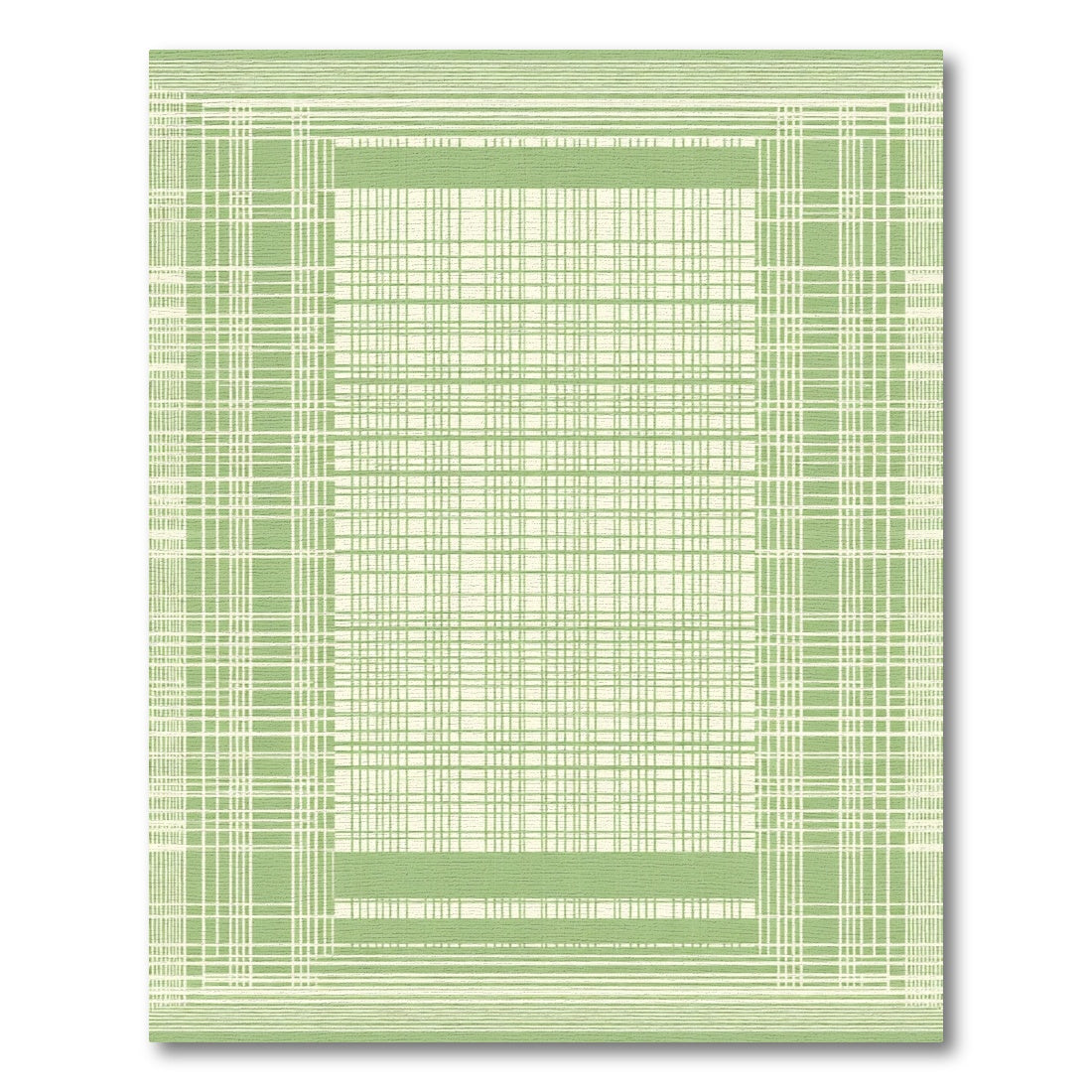 Pale Green Plaid Grid Statement Rug