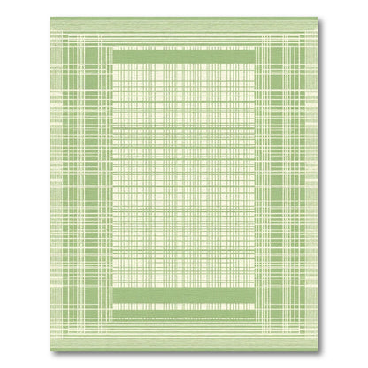 Pale Green Plaid Grid Statement Rug