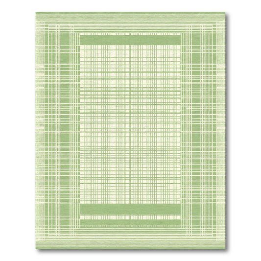 Pale Green Plaid Grid Statement Rug