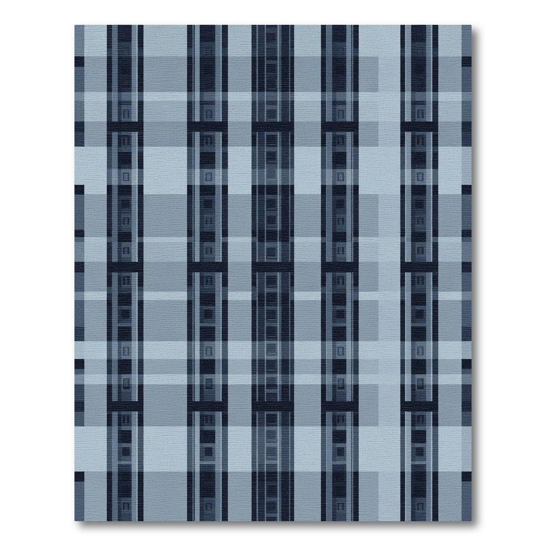 Cool Blue Plaid Grid Rug