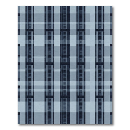 Cool Blue Plaid Grid Rug