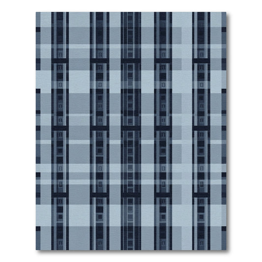 Cool Blue Plaid Grid Rug