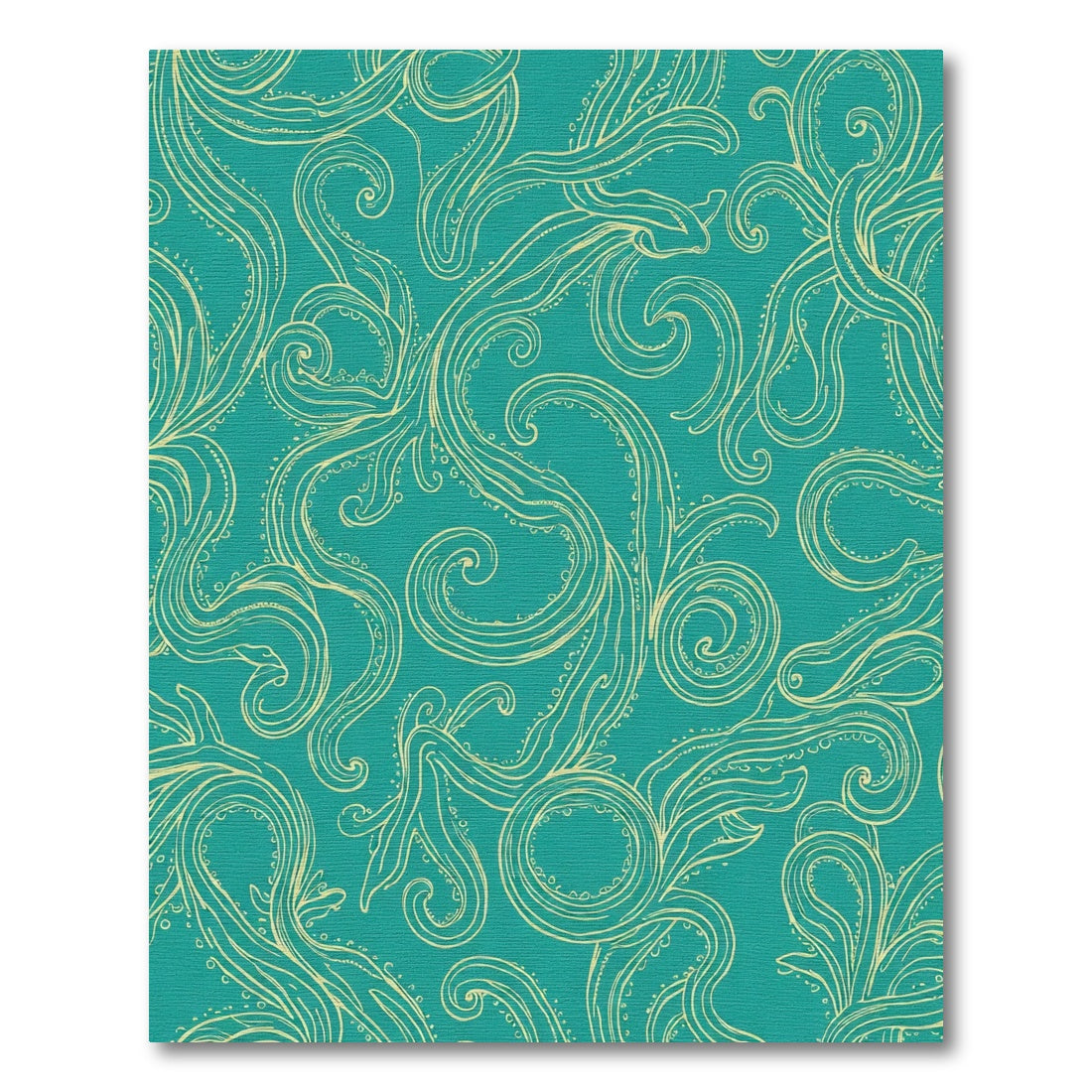 Teal Golden Swirling Organic Lines Rug