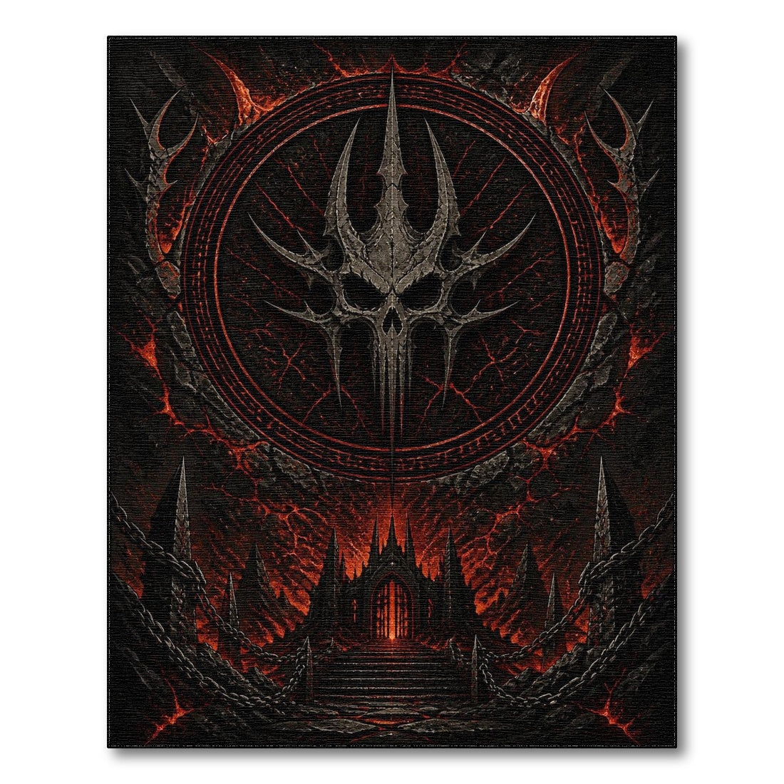Gothic Red Skull Chain Area Rug