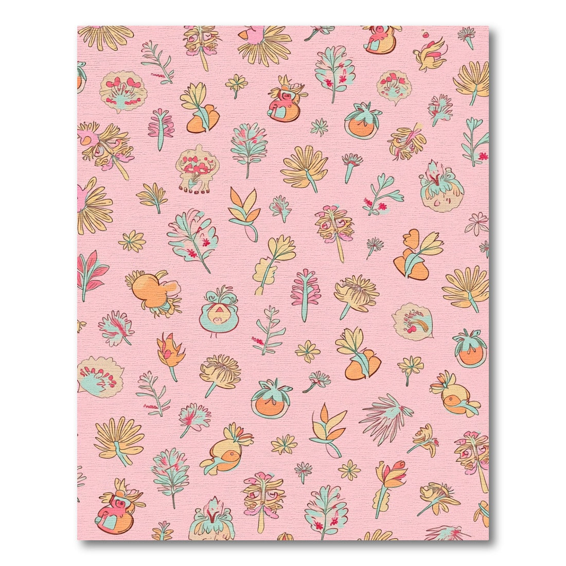 Whimsical Floral Garden Pink Rug