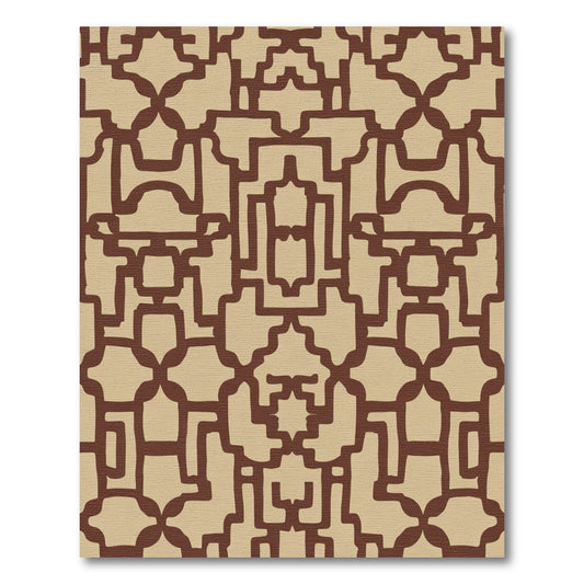 Rustic Earthy Geometric Lattice Rug