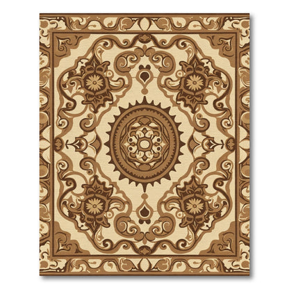 Earthy Brown Floral Medallion Rug